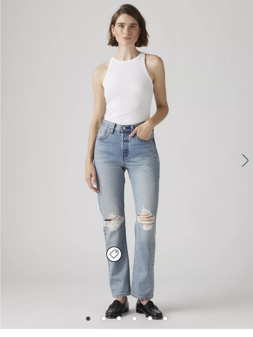 Levi's Light Blue Straight Leg Distressed Jeans